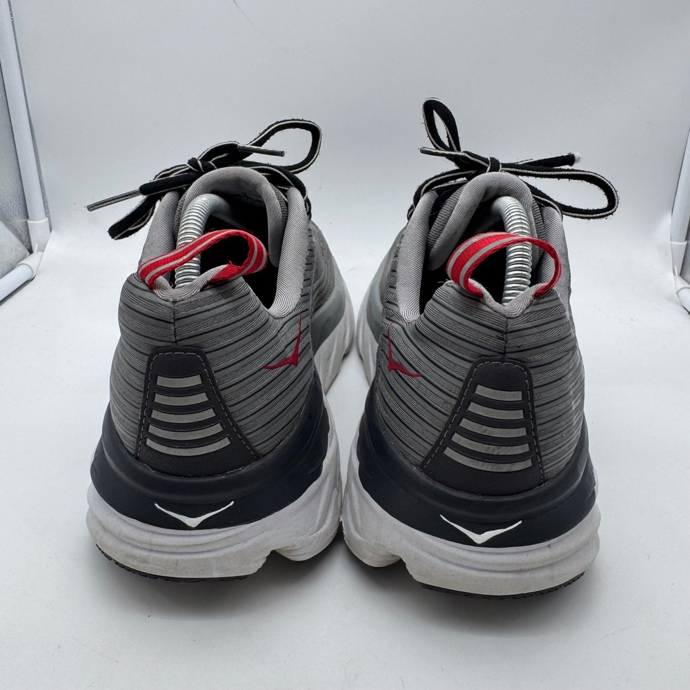 Hoka One One M Bondi 6 Men's Running Shoes Grey Red Lace Up Athletic Sneakers - Picture 4 of 6